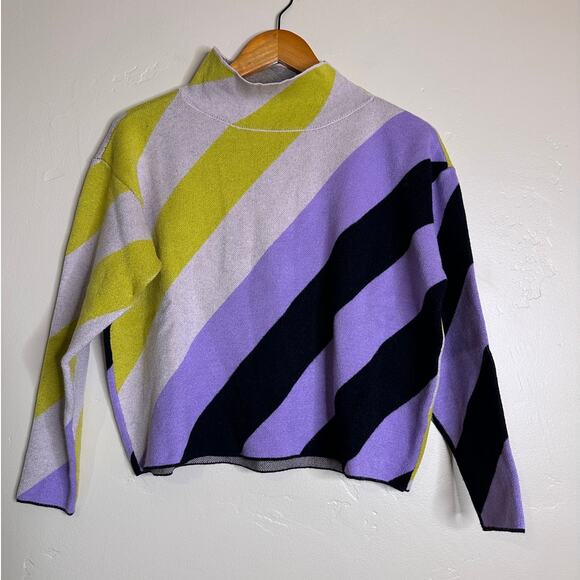 Anthropologie Maeve Carys Mock Neck Sweater Striped Size XS - Picture 2 of 8